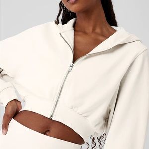 Alo Yoga Breakaway Zip Up Hoodie Ivory Cream Size Large (12-14)
